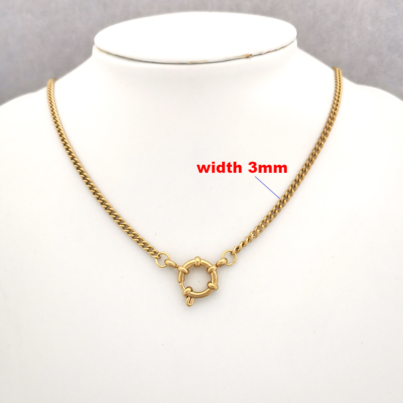 Collar con cierre de ancla para hombre y mujer, gargantilla de acero inoxidable con eslabones geométricos, cadena Cuba básica DIY, de hebilla de Color dorado y plateado