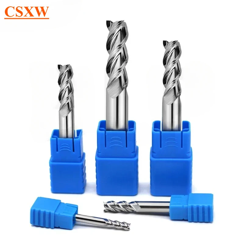 Freesgereedschap met legeringscoating, wolfraamstaal, gereedschap voor cnc-bewerking van aluminium, 3- bladige vingerfrezen, bovenfrees, houtfrees