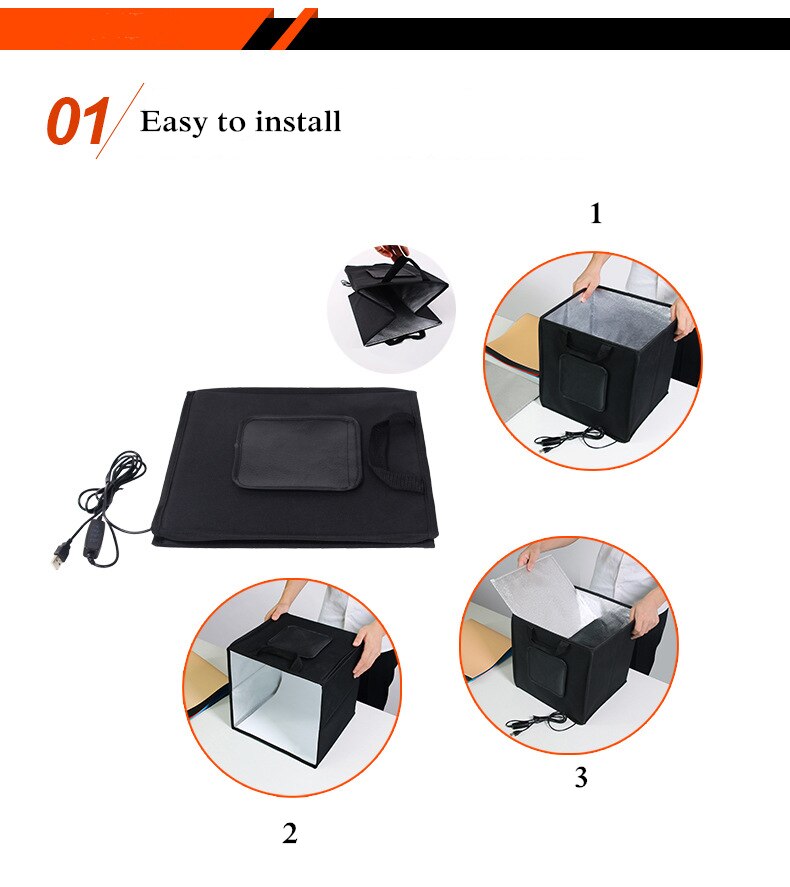 Licht Box 30*30CM Tragbare Softbox Studio Foto LED Leuchtkasten Mit 3 Farben Hintergrund Für Tabletop Fotografie LED lichter