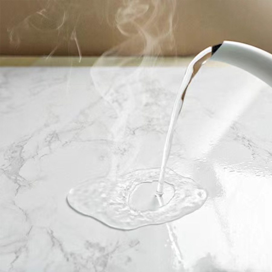 White Smooth Marble Patterned Wallpaper, Oil Resistant Sticker, Furniture Color Change Renovation Stove Self-adhesive Wallpaper