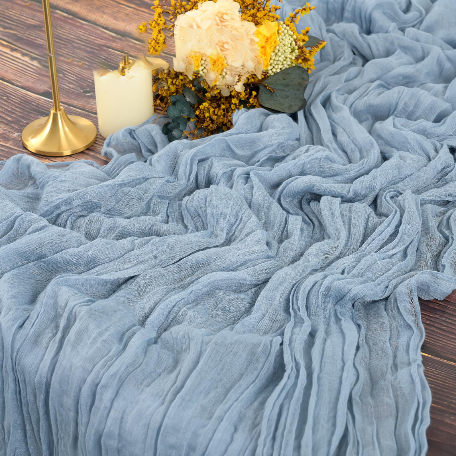 Camino de mesa semitransparente de gasa verde salvia, estilo rústico Vintage campestre para decoración de mesa de comedor, de Navidad y boda: 32 x 210 cm / Azul marino