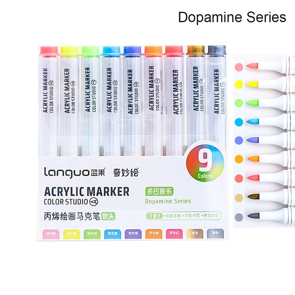 9-Colors Acrylic Marker Pen Stackable Color Straight Liquid Colour Pen Quick Drying Smooth Writing Art Watercolor Pen Graffiti: plum
