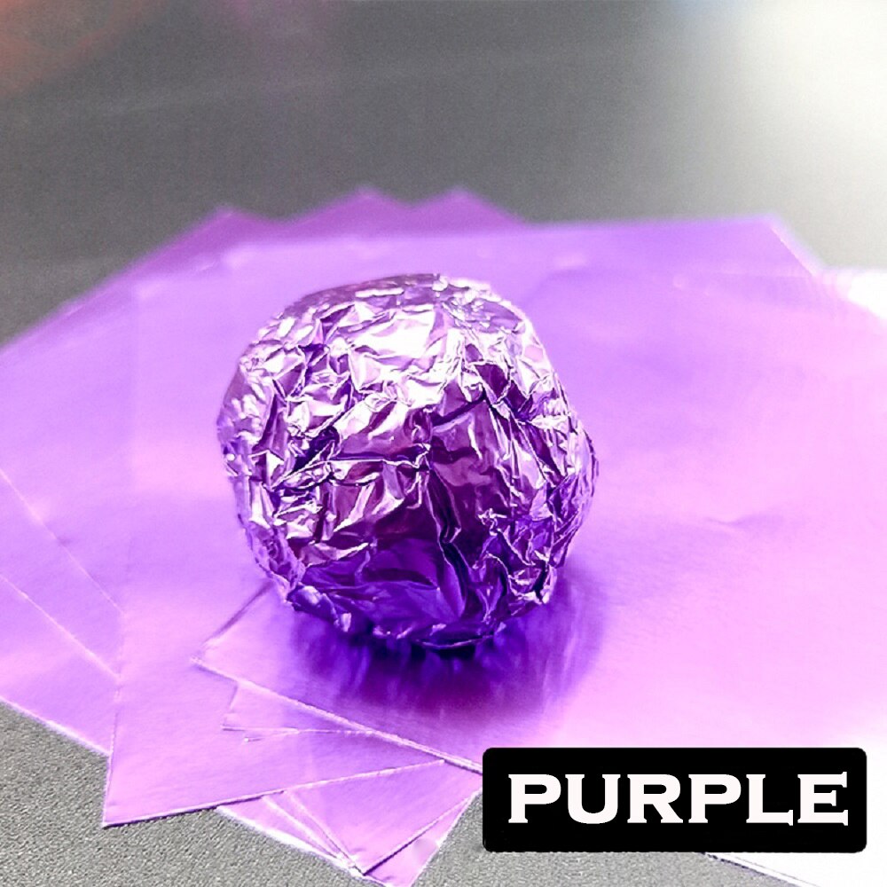 200pcs 10x10cm DIY Chocolate Paper Candy Packaging Paper Sweets Square Wrapper 6 Colors for Valentine's Day Birthday Party: Purple