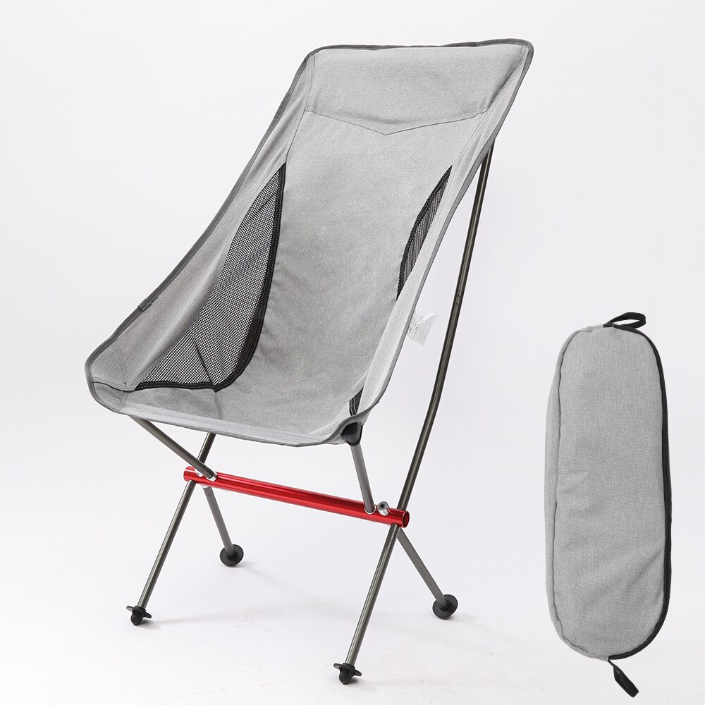 Outdoor Camping Vissen Folding Maan Stoelen Aluminium Vissen Stoel Voor Camping Wandelen Picknick Bbq Strand Stoel Krukken: grey