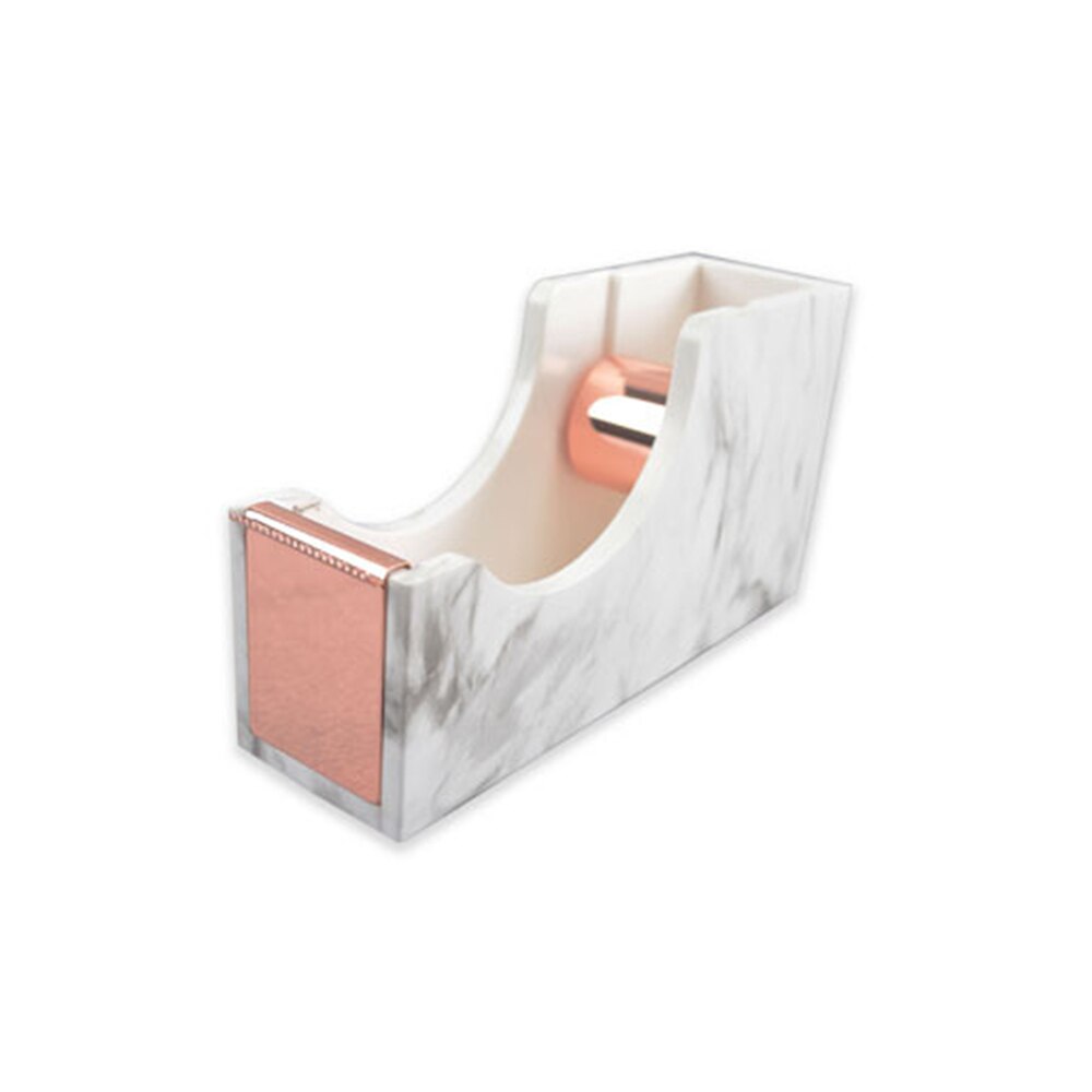 Marble Print Tape Dispenser Desk Adhesive Tapes Holder with Rose Gold 1" Metal Core for Office School Home Stationery Supplies