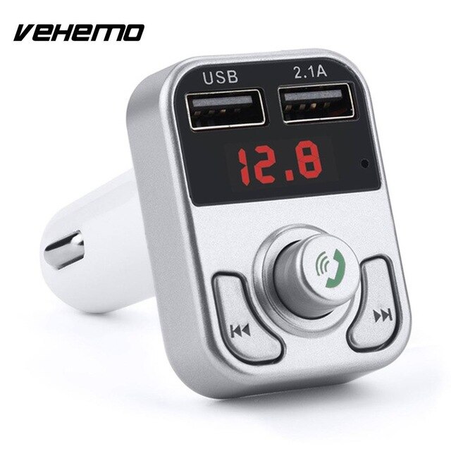 Universele Auto Fm-zender Fm Adapter Bluetooth Fm-zender Voor Handenvrij Voltage Detectie Aux Stereo Voor MP3: Silver