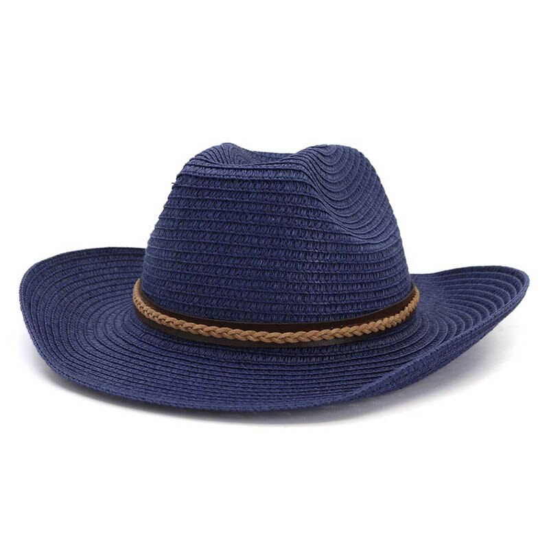 Zomerhoed voor dames, geweven vorm panama strohoed, heren riemvorm hoeden strand zonnehoed jazz hoeden western cowboy petten: 1