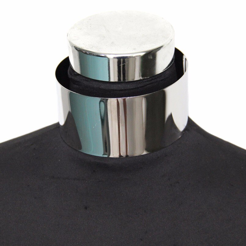 MANILAI Punk Alloy Torque Choker Necklaces For Women Maxi Jewelry Big Collar Statement Necklace Collier Femme: Silver CE4261