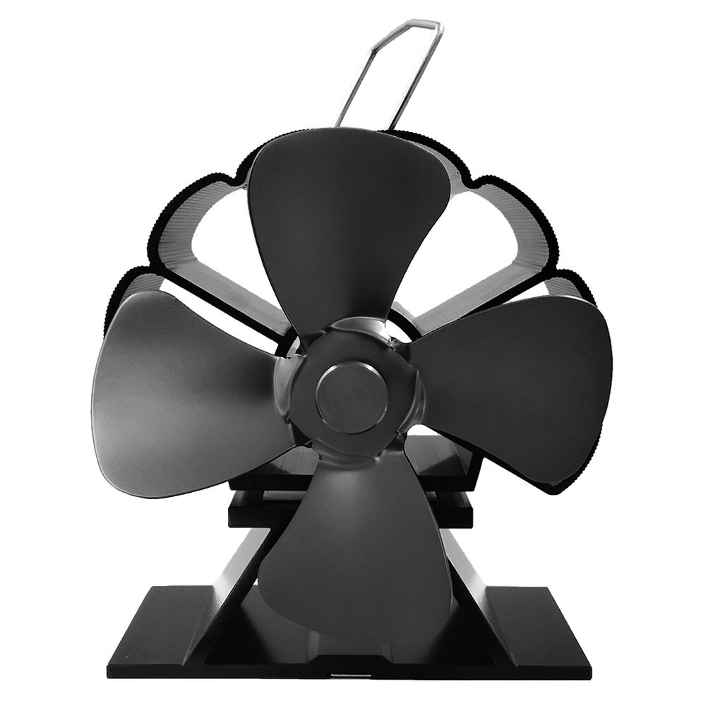 Poele impuissant ventilateur soufflant poele ventilateur poele a bois pour cheminee bruleur a bois ventilateur Eco alimenté ventilateur de cheminée ventilateur thermique: black 4 Blades