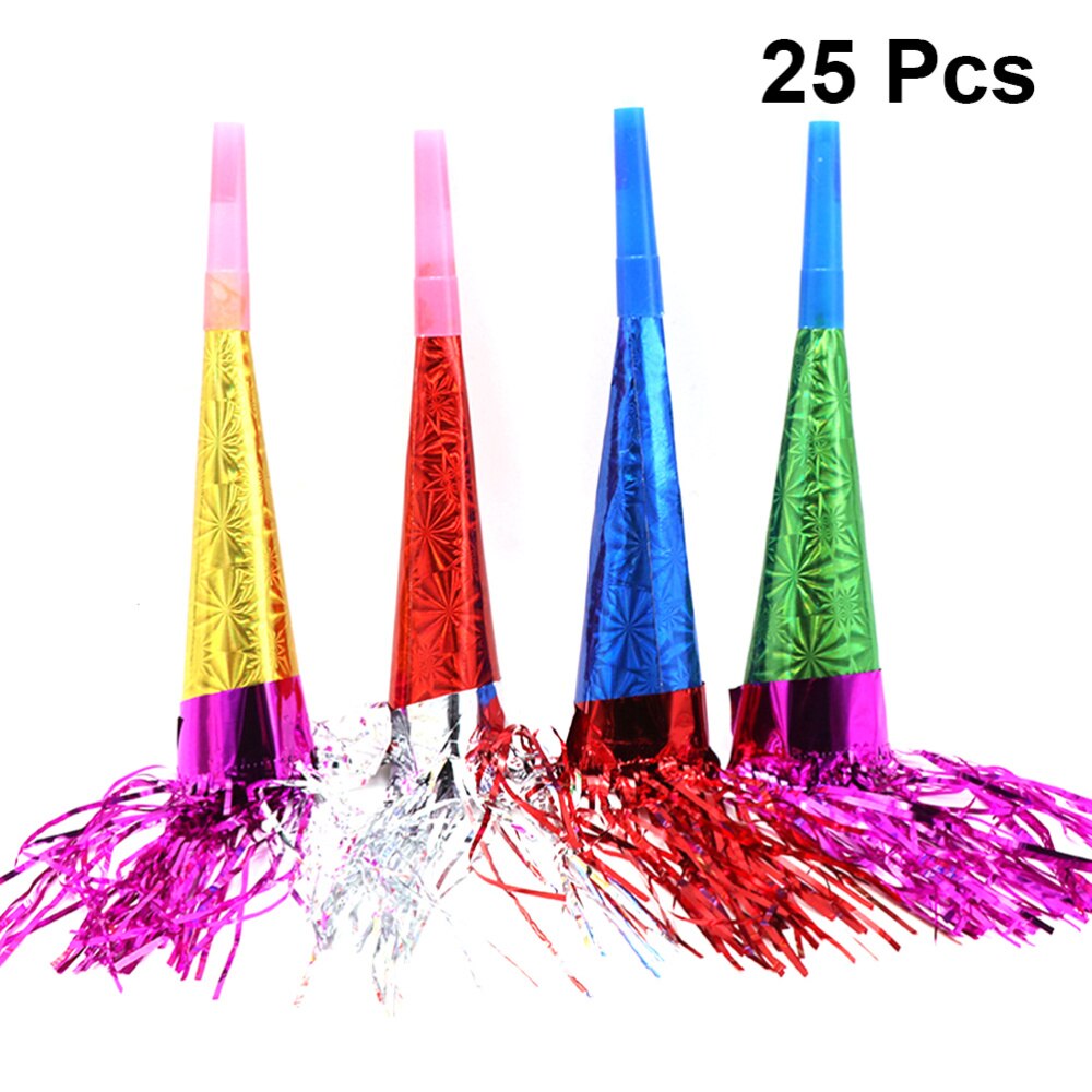 25pcs Whistle Chic Stylish Birthday Party Plastic Whistles Party Paper Whistle Party Atmosphere Props Party Trumpet Whi
