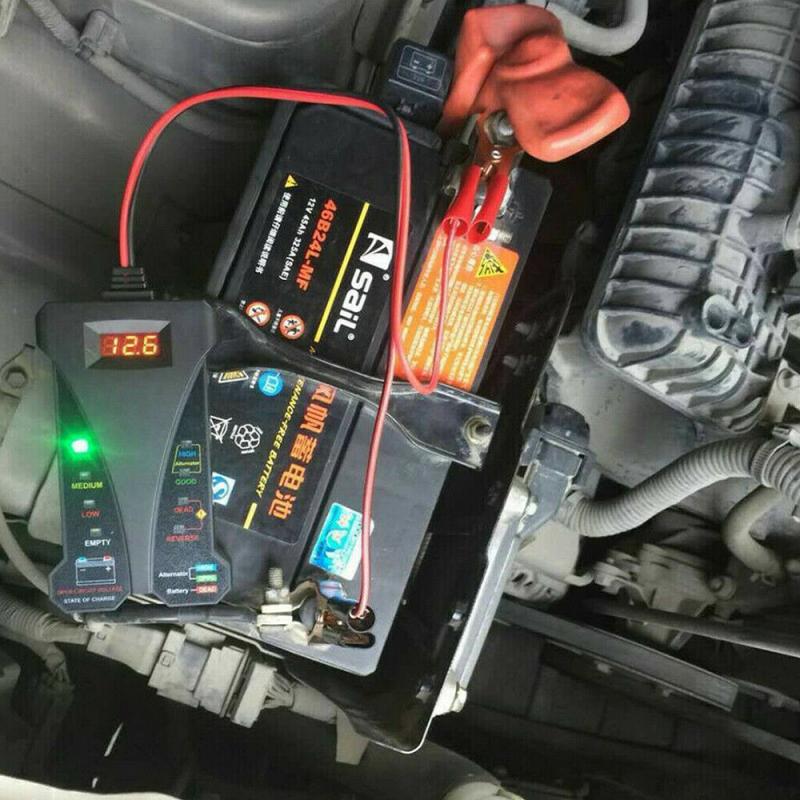 12v bilbatteri tester 8 led lys digital dynamo tester auto load digital analysator våt tørr blysyre batterilader