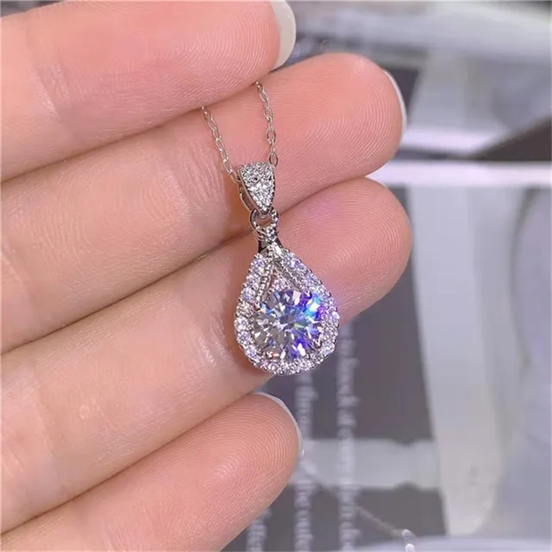 Cc Hanger Ketting Voor Vrouwen Zirkonia Glans Edelsteen Bruids Verlovingsfeest Accessoires Fijne Sieraden Met Ketting