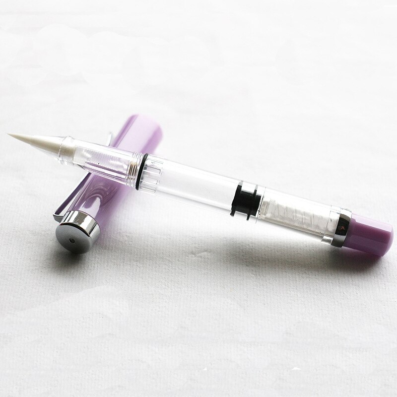 Pluma de pincel transparente estilo fuente para niños, pluma de acuarela de tinta rellenable para pintar, dibujo y caligrafía, artículos de dibujo artístico: Purple
