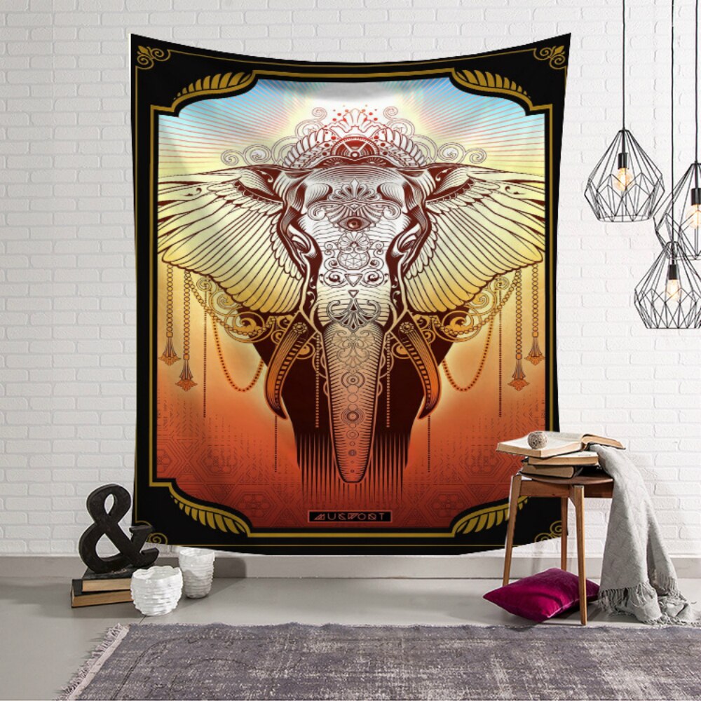 Ethnische Mandala Wandteppich Hängen Elefanten Böhmischen Macrame Zauberstab Decke Tuch Polyester Strand matt Yoga Schal Wohnkultur