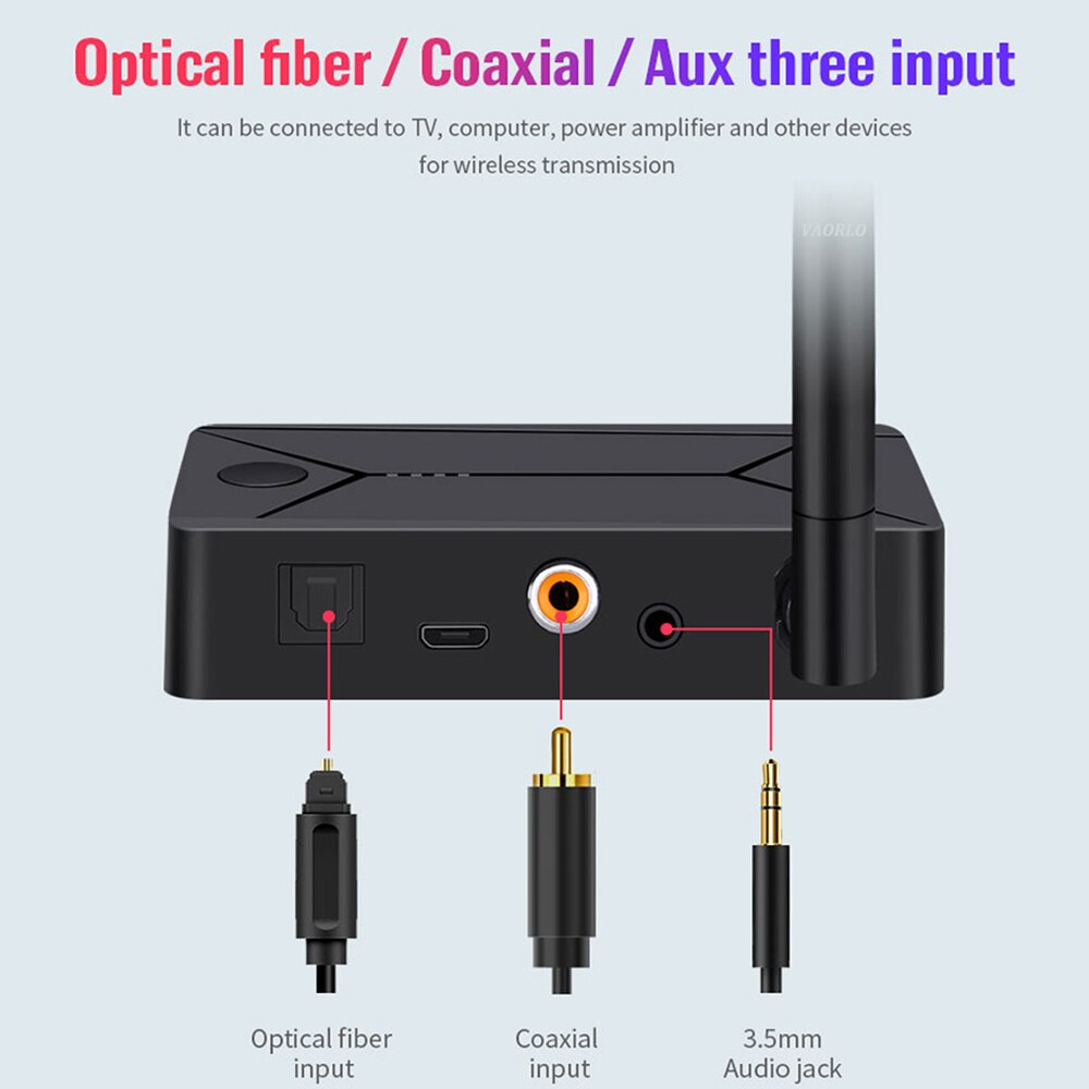 Coaxial Optical Fiber SPDIF Bluetooth Adapter 3.5mm AUX Stereo Hifi Wireless Bluetooth 5.0 Audio Transmitter For TV PC Headphone