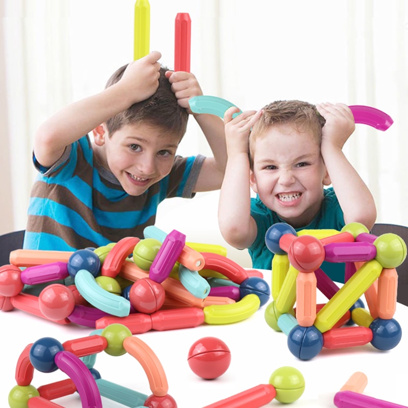 #39 magnetiske stanglegetøj farverig magnetisk bold gør-det-selv-legetøj 36-64 stk magnetisk stangmagnet stiksav pædagogisk nyt legetøj