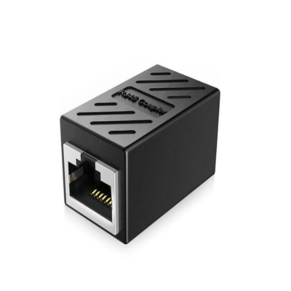 RJ45 Connector Network Extender Female To Female RJ45 Extender Adapter Gigabit Interface For PC Network Extension Cable: black