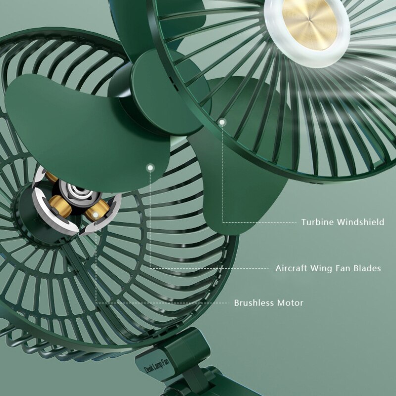 2600mAh/5200mAh Mini Portable Folding Table Lamp Fan USB Charging Table Light Fan Three Gears Wind Telescopic Fan