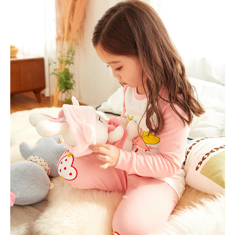 Kids Children Girls Long-Sleeved Pajamas Sets Casual Cartoon Printing Sleepwear Round Neck Nightwear Pyjamas