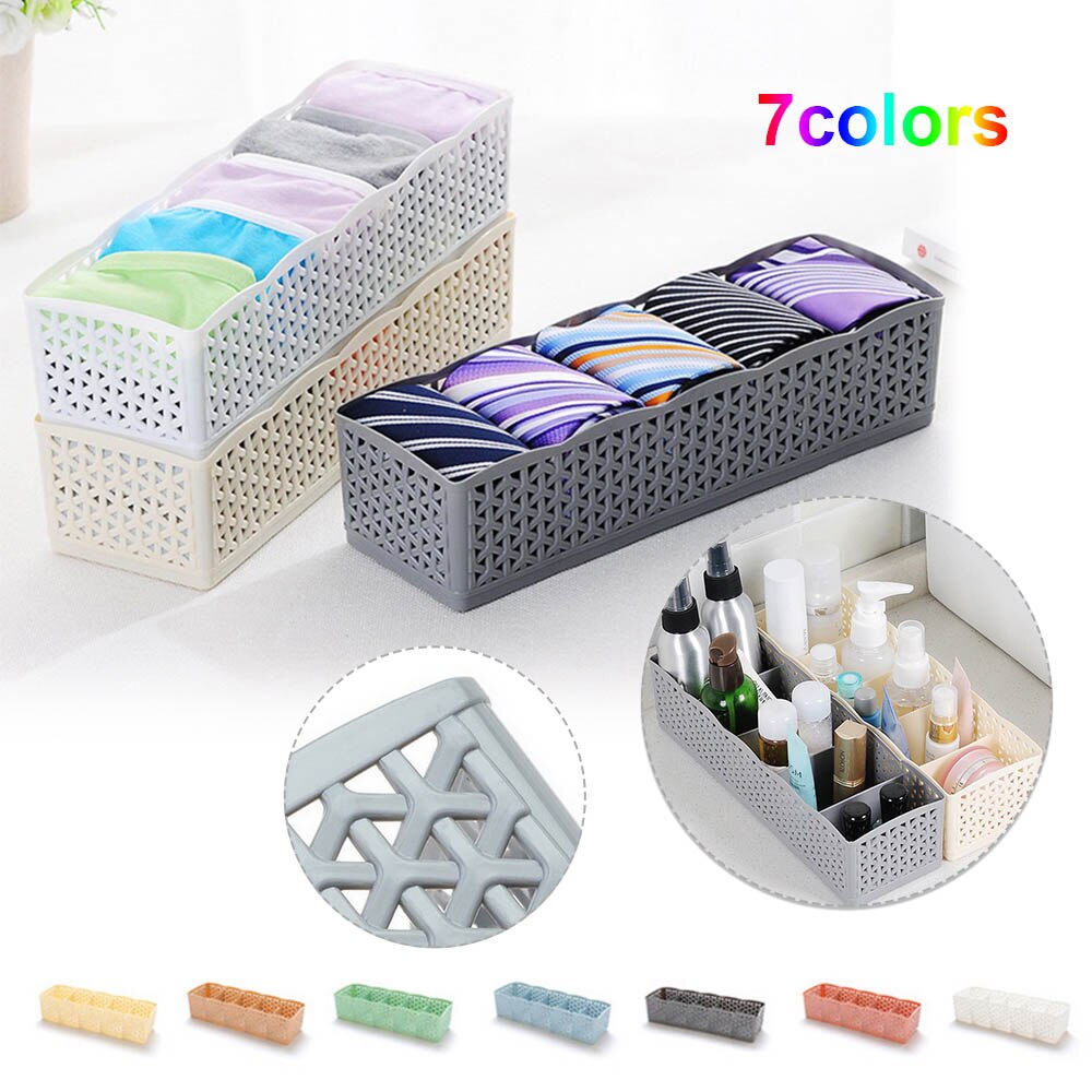1Pc Multi-Function 5 Grid Sorting Box Underwear Storage Box Plastic Desktop Drawer Classification Stackable Storage Organizers