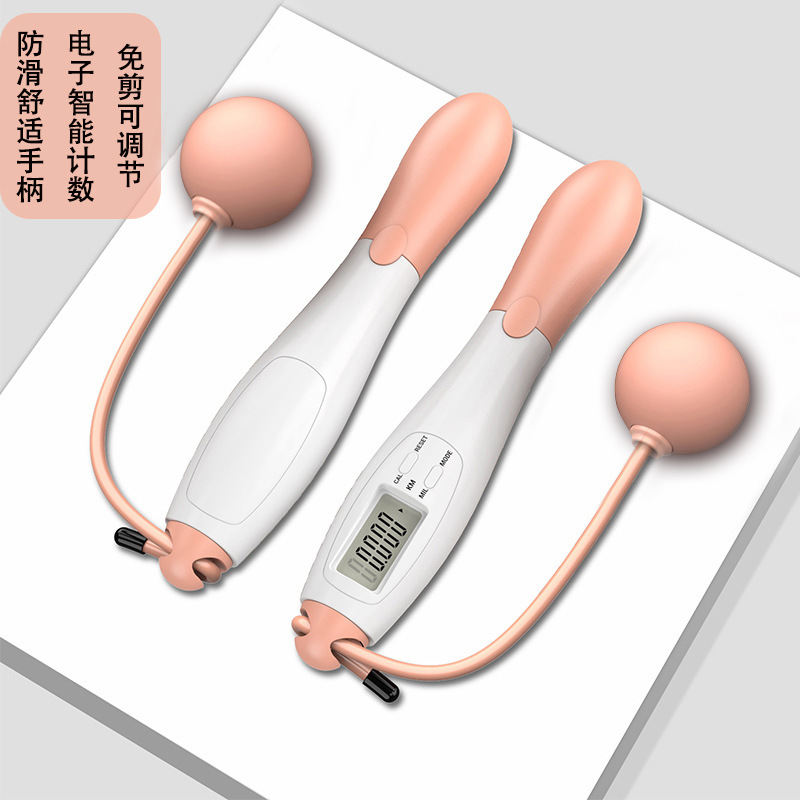 Corde à sauter intelligente sans fil pour adultes, roulement de charge, grosse boule, comptage de fil d'acier, équipement de sport d'entraînement: Clair