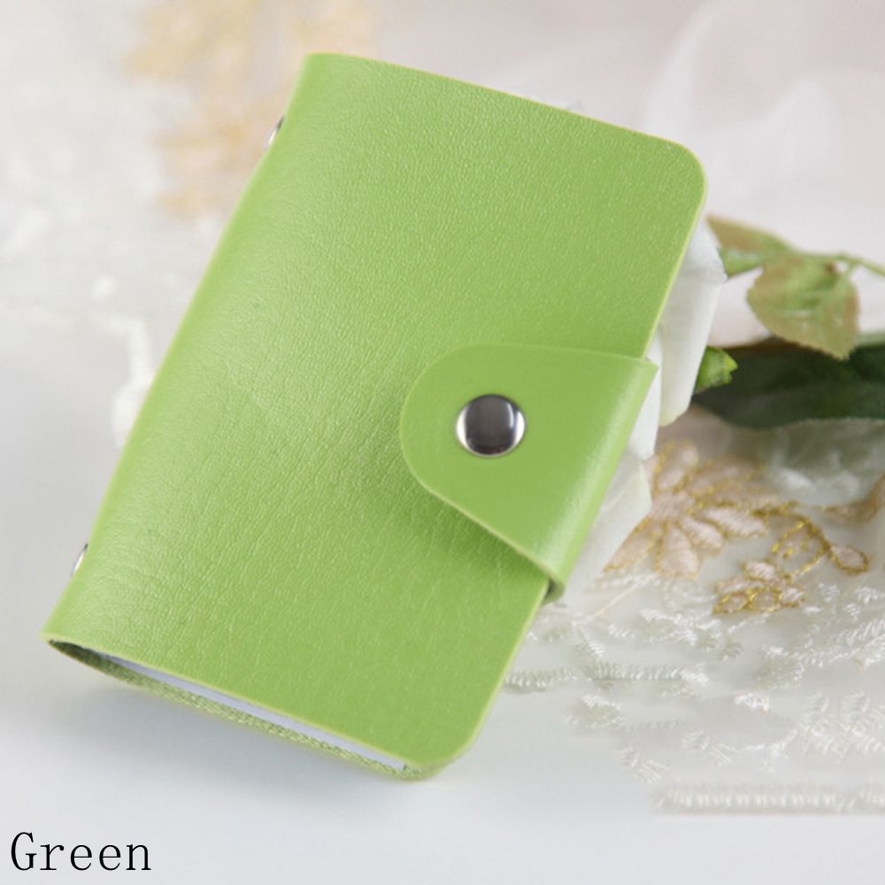 24 Card Slots Business Card Holder PU Leather Plastic Candy Color Korean Passport Bag Cute Card Holder Credit Card Bag: Style 1-green