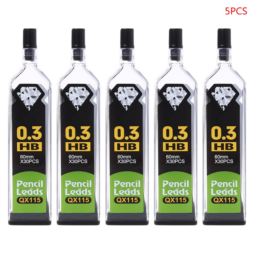 5 kpl 0.3/0.5/0.7/0.9mm hb 2b täyttöjohtoa automaattisille mekaanisille kynille koulun toimistotarvikkeille  g6dd: 0.3
