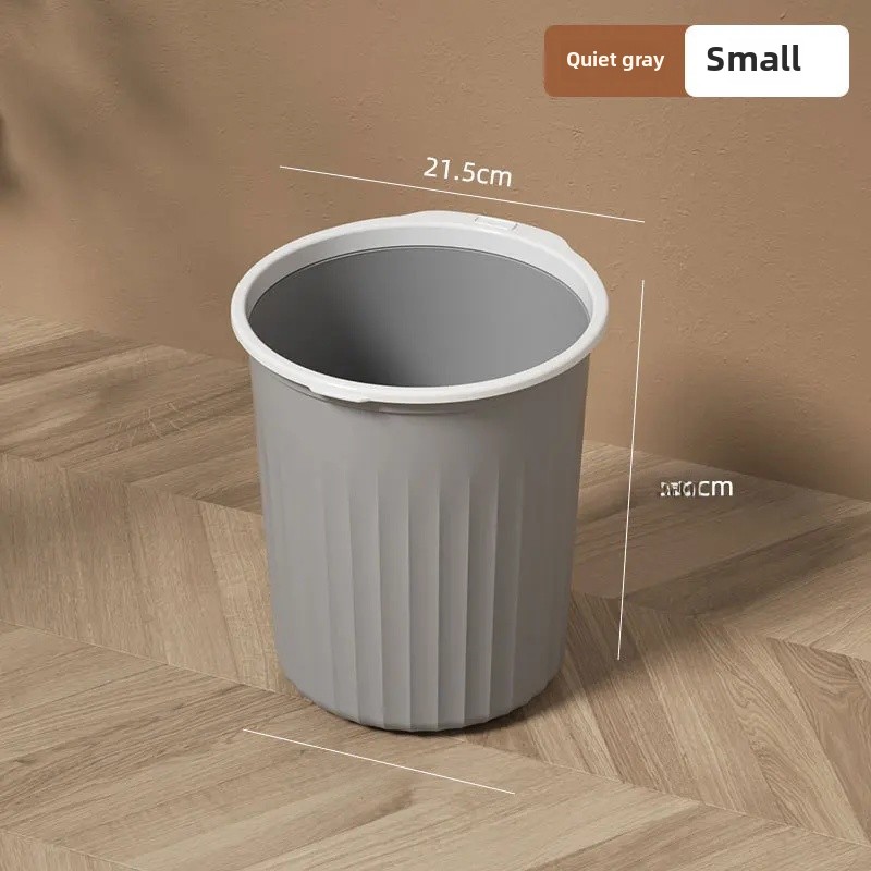 Thick Plastic Trash Can Kitchen Home Use Large Capacity No Cover Big Caliber Multi Scene Garbage Basket with Press Ring: black
