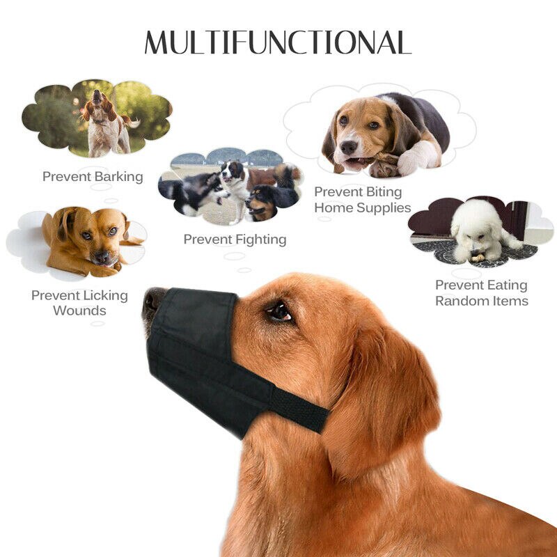 Huisdier Nylon Verstelbare Masker Bark Bite Zachte Mond Snuit Grooming Anti Stop Chew Voor Kleine Grote Zwarte Hond