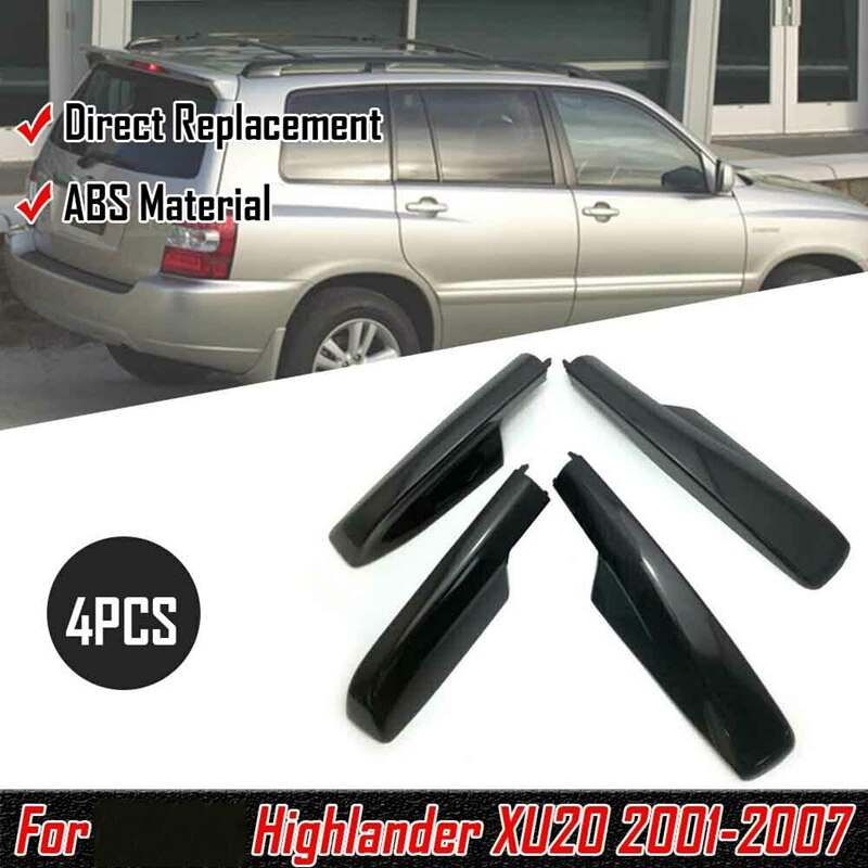 4Pcs Black Roof Rack Cover Rail End Shell for Toyota Highlander XU20 2001-2007: Default Title