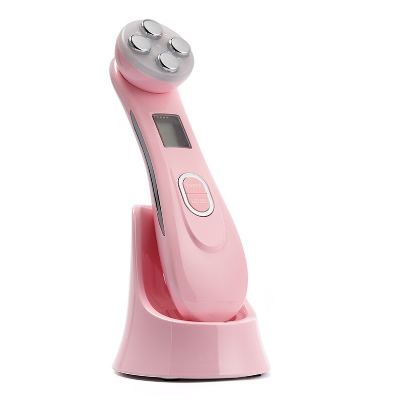 Mesoterapia facial eletroporação rf radiofrequência led fóton face lift rugas remoção cuidados com a pele massageador facial: Pink