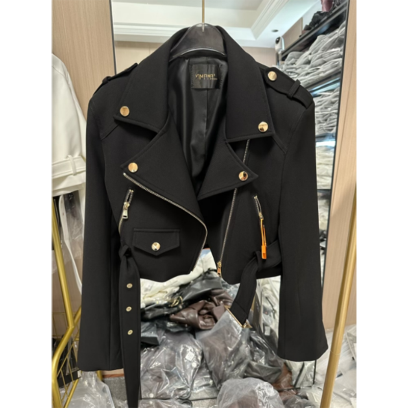 Frühling Und Herbst Neue Joker Anzug Weibliche Kurze Dünne Lange Hülse Motorrad Jacke Bequeme Und Elegante V-ausschnitt Geschmack Jacke