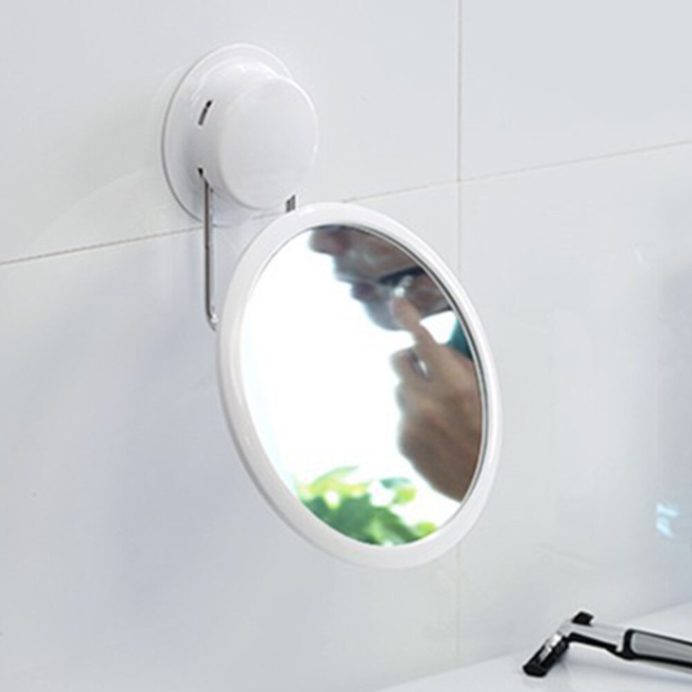 Suction Cup Bath Mirror Cosmetic Easy Install Modern Practical White Powerful Stainless Steel 360 Rotation Detachable Toilet