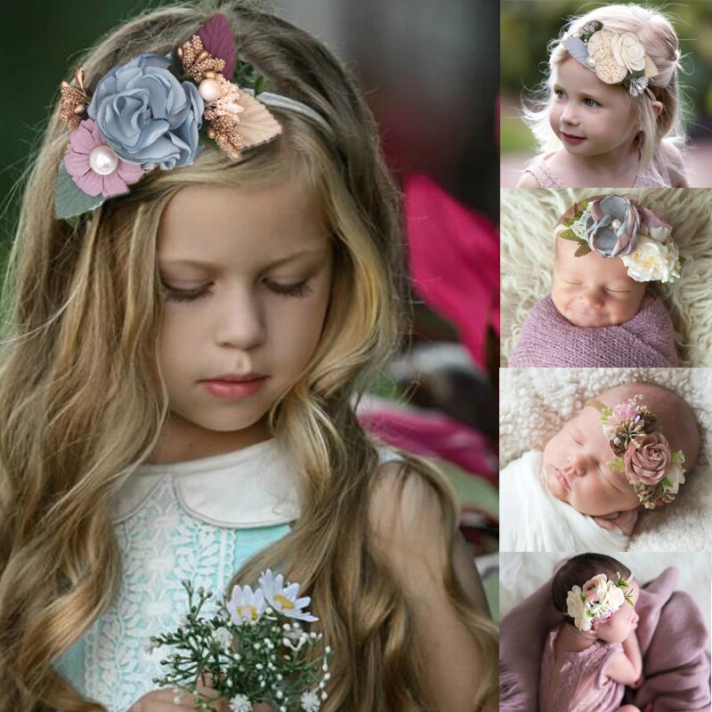 Warmom 3pz Del bambino Delle Ragazze di Fiori Artificiali di nylon Della fascia Copricapi impostato Della Principessa Dei Capretti di Stile Della Boemia Accessori per Capelli Regalo Del bambino