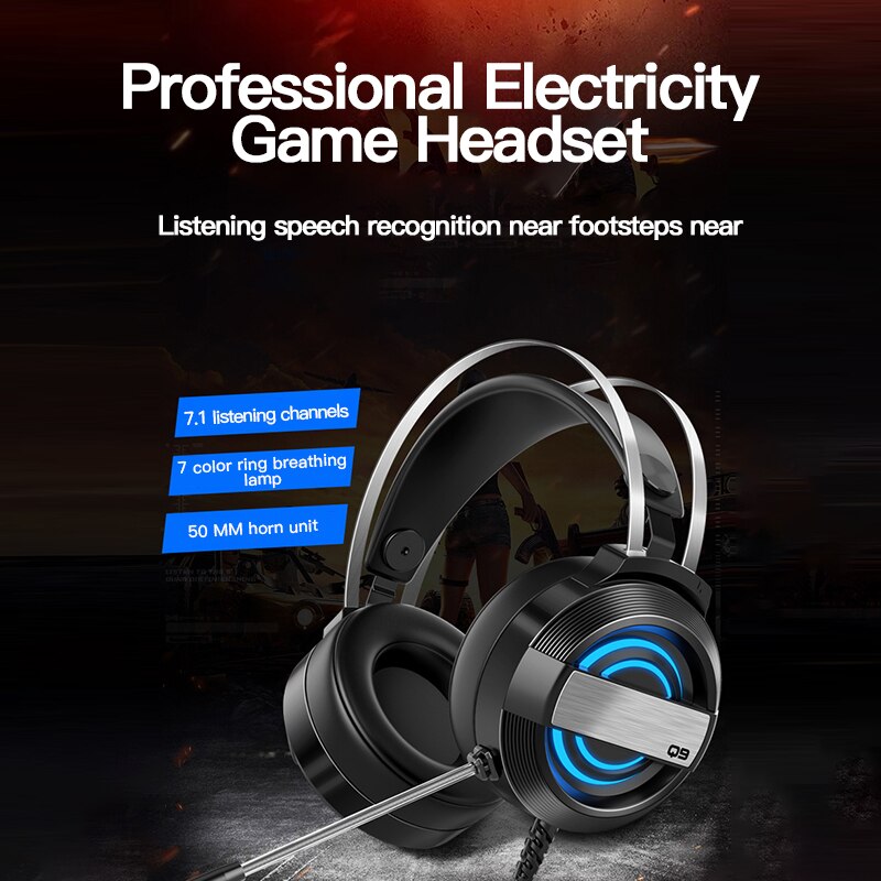 Wired Headset Gamer Oortelefoon Voor Pc PS4 Xbox One Headsets 7.1 Surround Sound Met Hd Microfoon Gaming Overear Laptop gamer