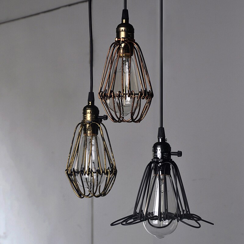1 styk vintage wire lampe bur gør-det-selv lampeskærm industriel lampe vagt bur lamper skærm klassisk nordisk pære lampe covers skærme