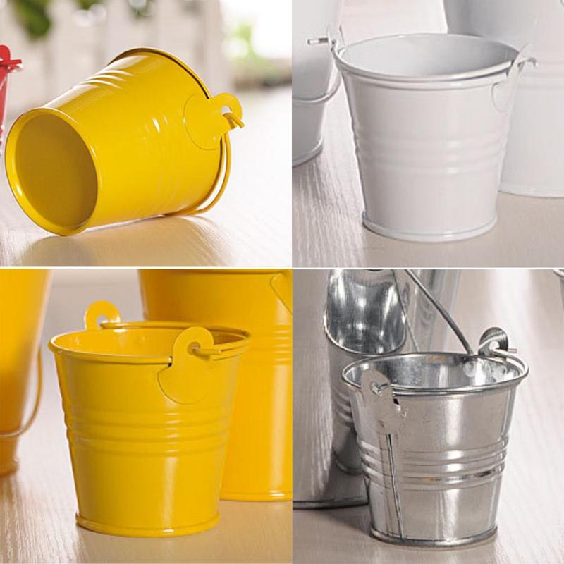 1pcs Mini Bucket bucket Colorful Potted Home Crafts Small Tinplate Iron Candy Barrel Ornaments S4X1