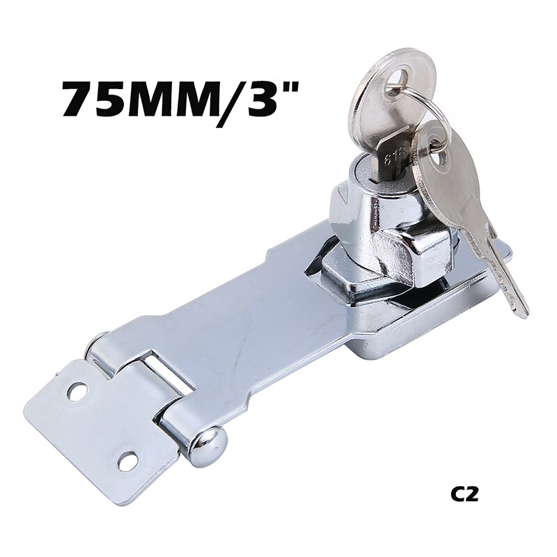 50/75/100mm Lock Cylinder Hasp Copper Core Self Locking Security Staple for Shed Cupboard Drawer Door Locker