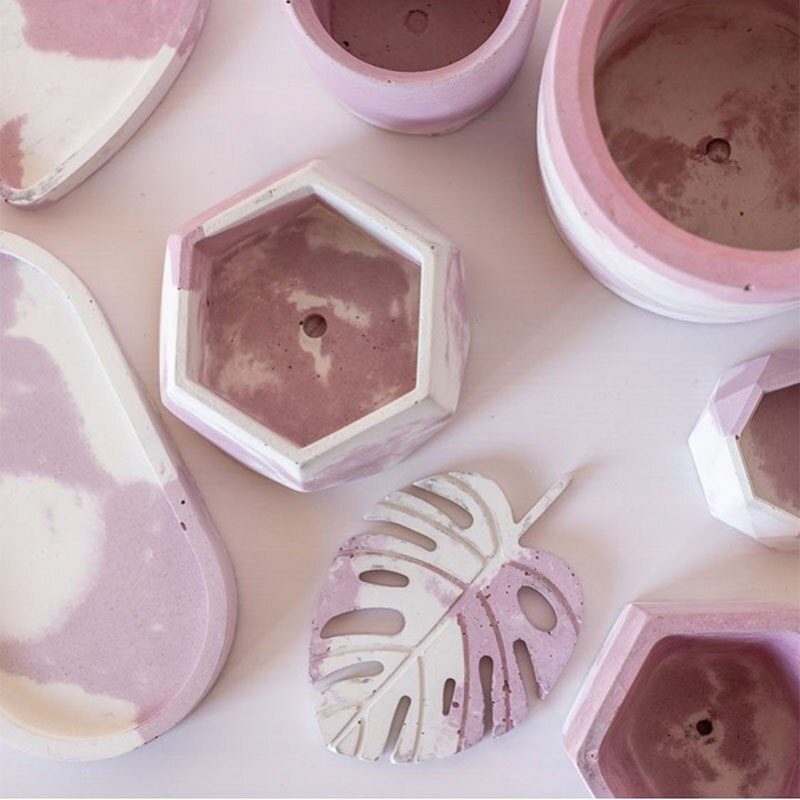 Molde de posavasos de hormigón, bandeja epoxi con de hojas de tortuga, posavasos de arcilla casero