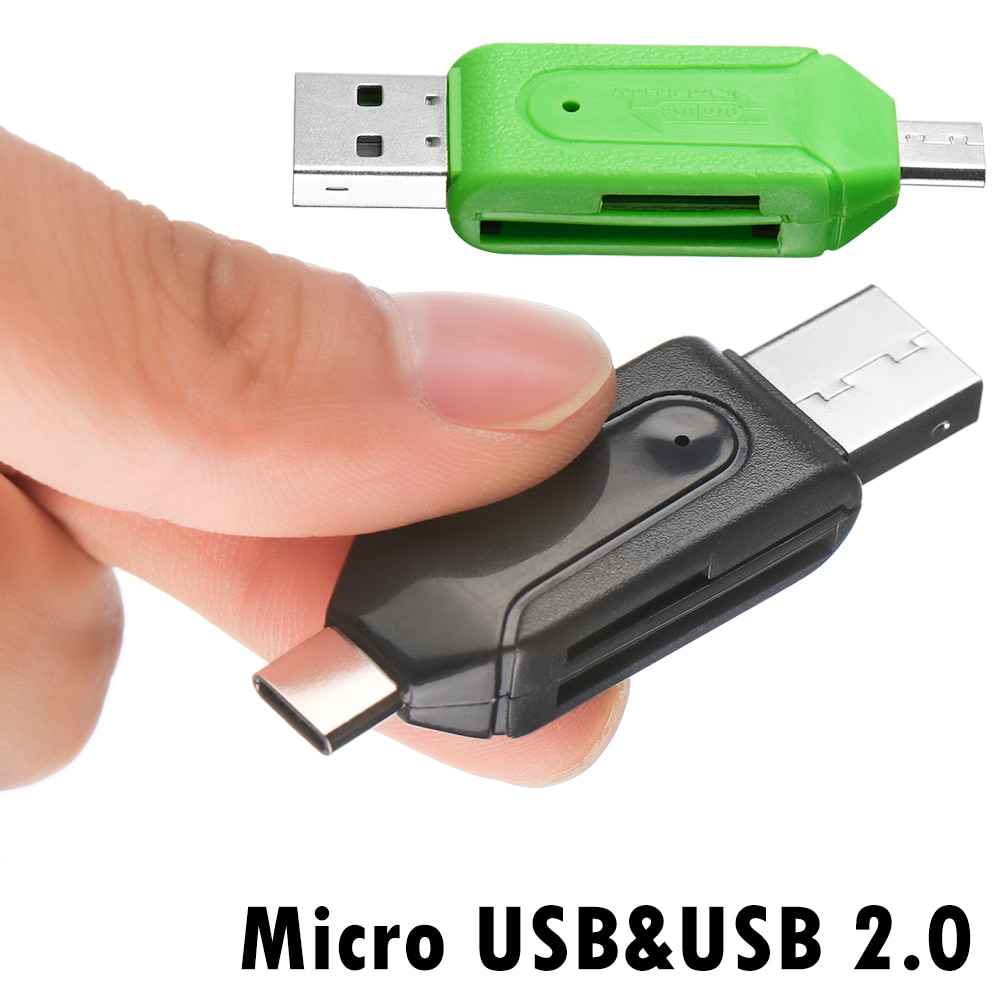 1PC 2 in1 Type-C & USB OTG Memory Card Reader Universal Micro USB TF/SD Card Reader Phone Extension Headers Adapter Accessories