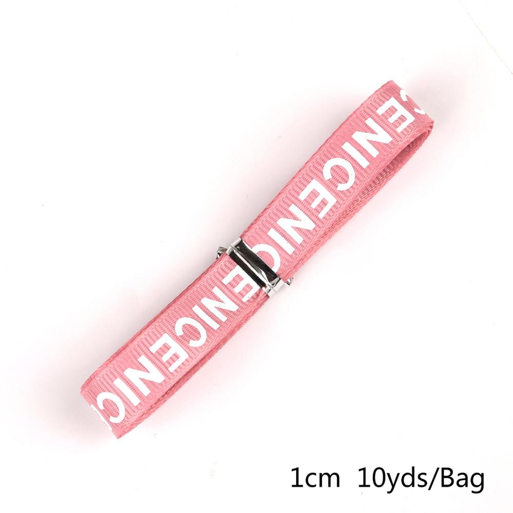 Offre spéciale 10 Yards largeur 10mm "Nice" imprimé ruban gros-grain solide couleur lettres impression ruban pour bricolage emballage artisanat de mariage: Dark Pink
