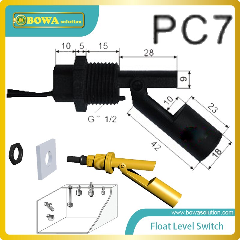 G1/2" straight male threaded lateral installation Float Level Switches control liquid level in tank