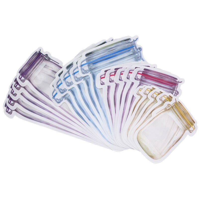 Herbruikbare Mason Jar Flessen Tassen Noten Rits Zakken Koekjes Zak Afdichting Voedsel Saver Opbergzakken Thuis Keuken Organizer Ziplock Zakken