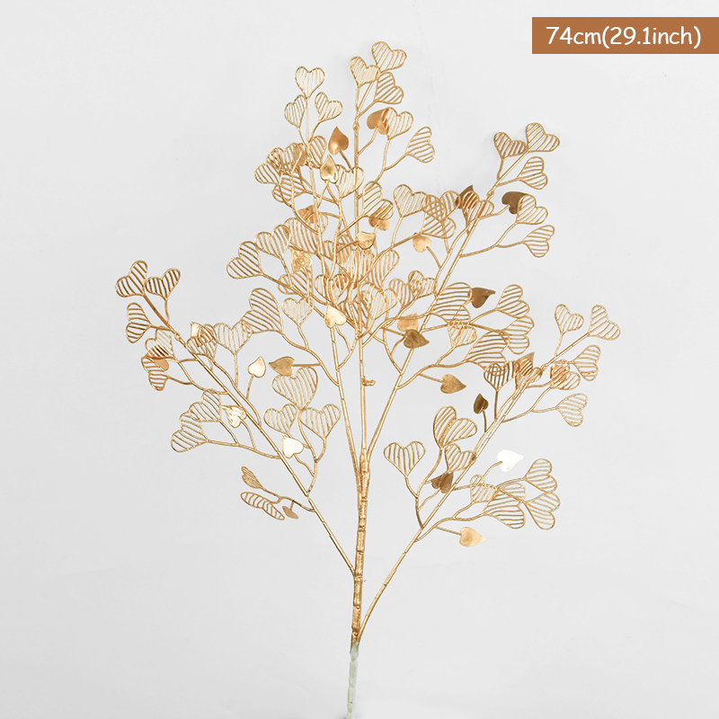 Goldene künstliche Pflanzen, Eukalyptus-Ahornblatt, 2023, Weihnachtsdekoration für Zuhause, Wohnzimmer, Hochzeit, Party, Blumenarrangement: Beige