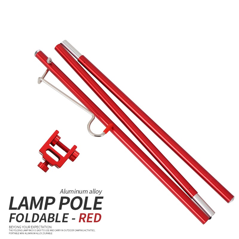 Outdoor Ultra-Light Simple Light Stand Aluminum Alloy Mini Light Pole Camping Picnic Table Foldable Fixed Light Bracket: Red