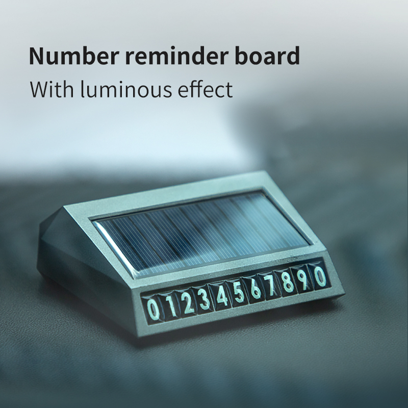 Purificador de aire Solar para coche, limpiador de oxígeno, generador de ozono, eliminador de humo, desodorante de iones negativos con placa de número de estacionamiento temporal