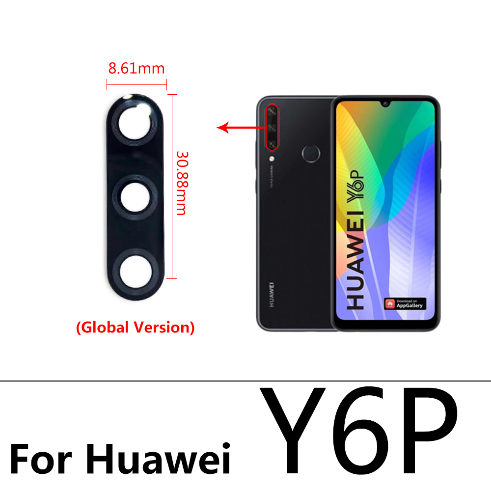 10pcs/Lot, Rear Back Camera Glass Lens Cover For Huawei Y5P Y9S Y8S Y8P Y6P Y7P Y5A Y6s With Ahesive Sticker: Y6P