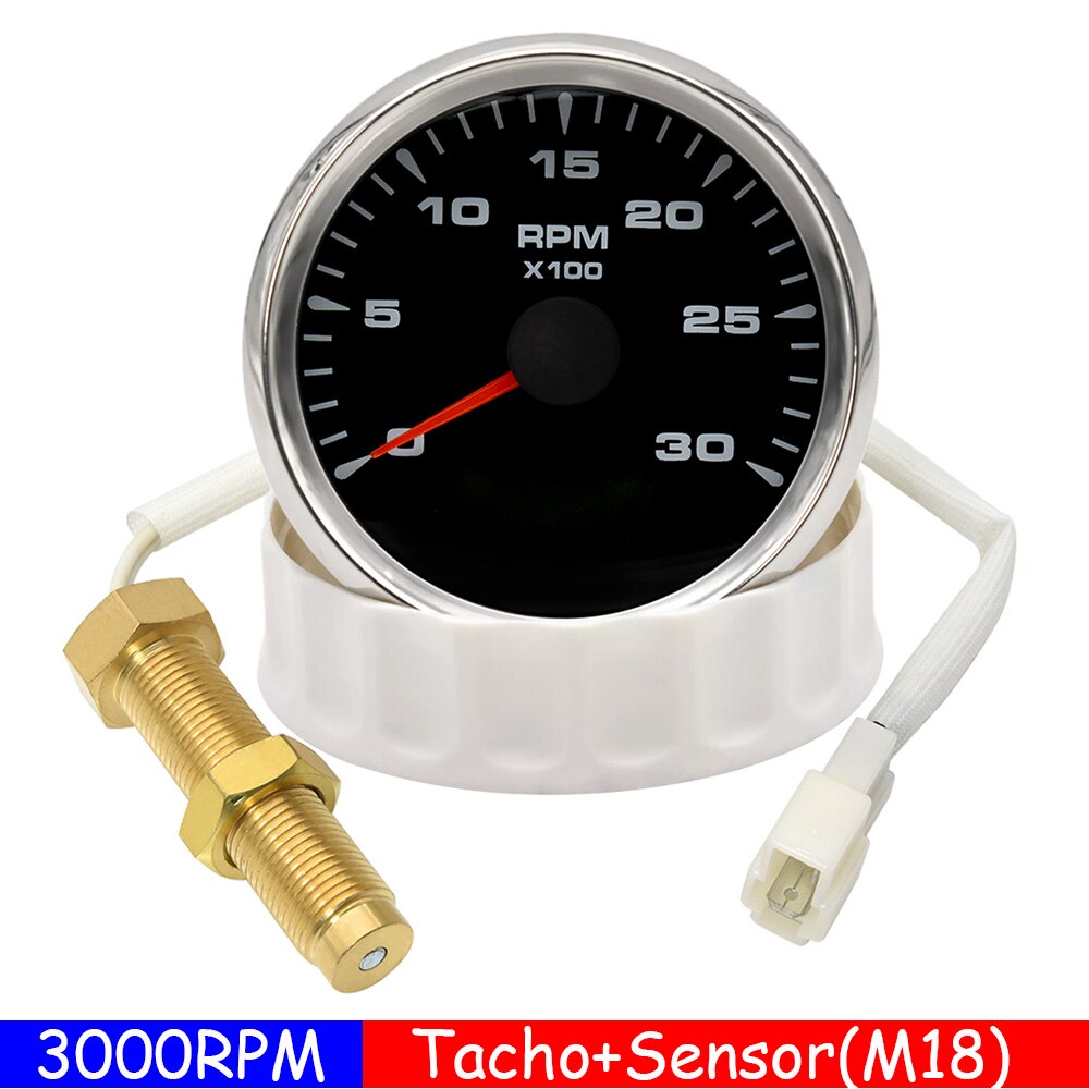 3000 6000Rpm Toerenteller Met Sensor M16 M18 85Mm Tacho Gauge Reis Cog Urenteller Voor Auto Marine Boot benzine Dieselmotor: 3000RPM M18