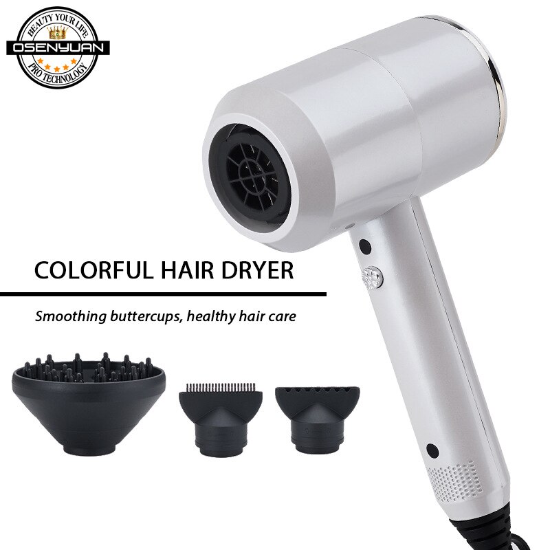 Ionic Blow Dryer Hairdryer with Diffuser Powerful AC Motor 3 Temperature 2 Speed & 1 Cool Setting, Quick Drying: Ivory / us