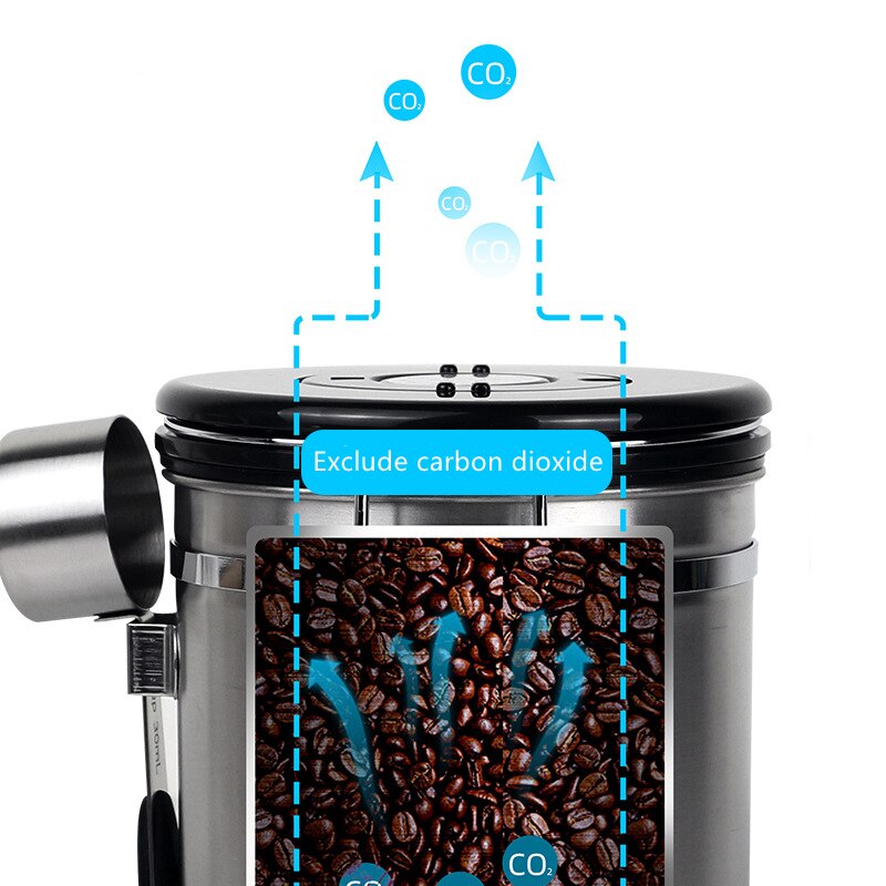 Stainless Steel Jars Airtight Coffee Storage Container Canister Set Canister with Scoop for Coffee Beans Tea Keep Beans Fresh